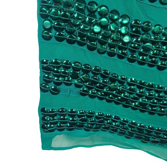 Tory Burch Kelly Green Sequin Striped Silk Tank Top Women's 8 Chic Sophisticated - Picture 3 of 11